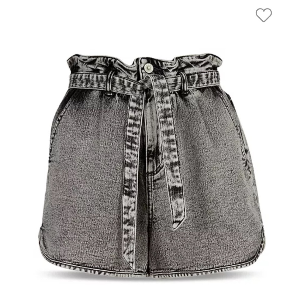 Allsaints Dale Paper Bag Waist Denim Shorts in Snow Black size 29